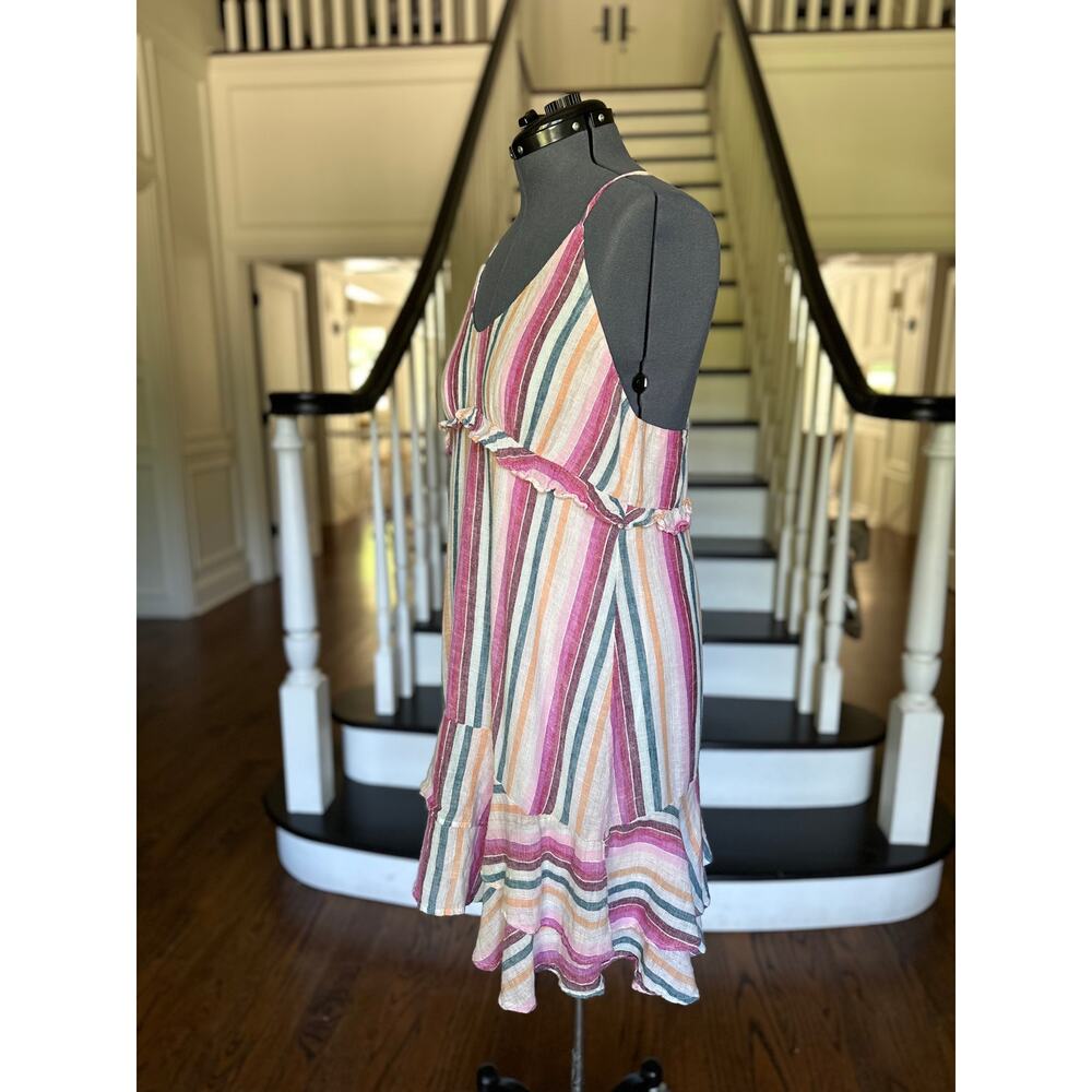 Rails Rainbow Metallic Striped Ruffle Hem Sundress Large - Picture 6 of 10